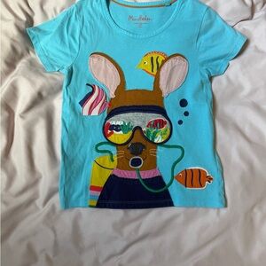 Mini Boden applique Blue Kids T-Shirt with Animal Design